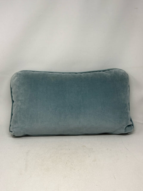 Decorative Rectangular Blue Velvet Pillow
