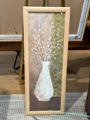 Natural Wood Framed Flowers in Vase Wall Art