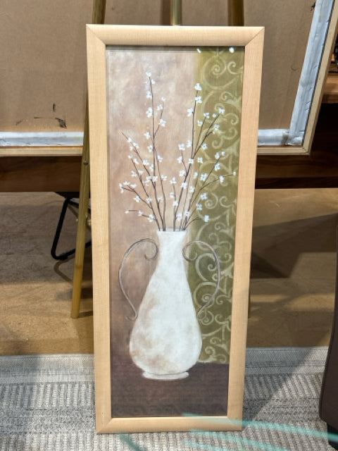 Natural Wood Framed Flowers in Vase Wall Art