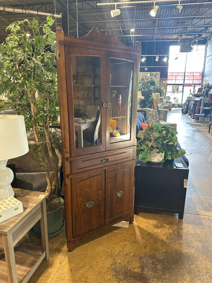 4 Door 1 Drawer Corner Curio Cabinet