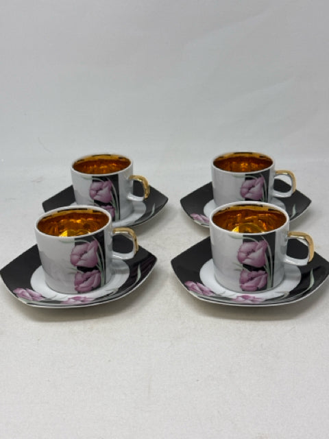 Set of 4 Studio Sophia Espresso Cups & Saucers