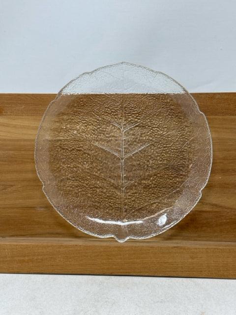 Leaf Imprinted Glass Plate