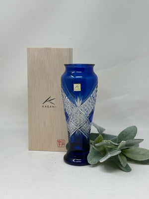 Kagami Blue Crystal Vase