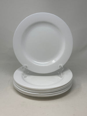 Set of 10 ARC France White Glass Dinner Plates