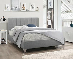 IF 5715 Grey Upholstered Bed with Chrome Legs [NEW]