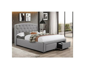 IF 5290 Grey Fabric Bed With 2 Front Pull Out Drawers [NEW]