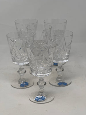 Set of 6 - 5.5" Pinwheel Crystal Stemmed Glasses