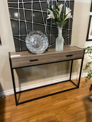 MS I-3511 Dark Taupe With Black Metal Base Console Table [NEW]