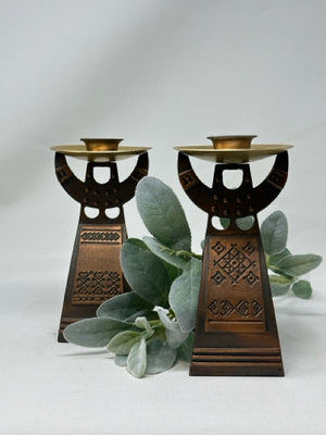 Pair of 8.5" Tapered Metal Candle Holders