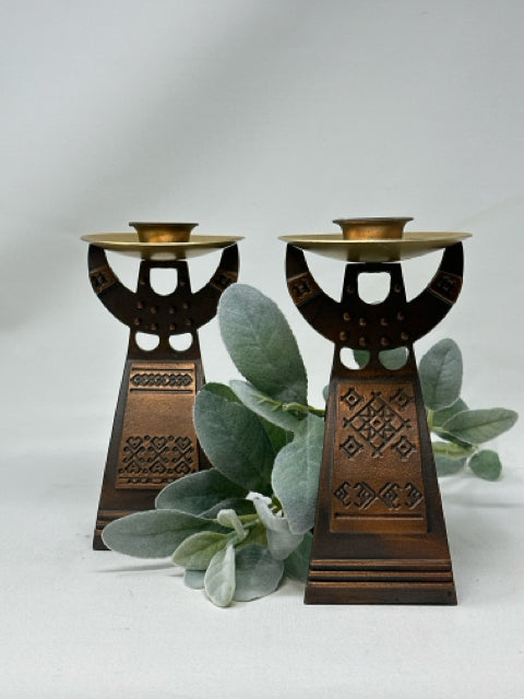 Pair of 8.5" Tapered Metal Candle Holders