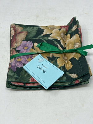 Set of 4 Green Floral Quilted Coasters