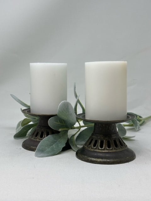 Pair of 3" Made in Italy Metal Pillar Candle Holders