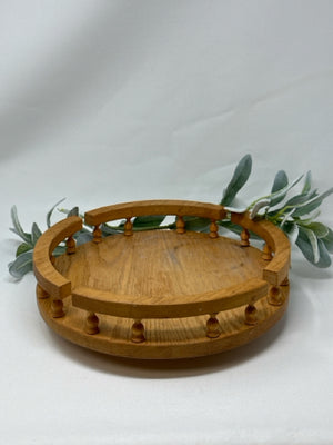 Retro Wooden Lazy Susan with Rail