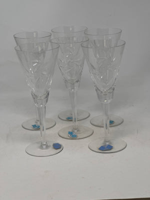 Set of 6 - 8" Pinwheel Crystal Champagne Flutes