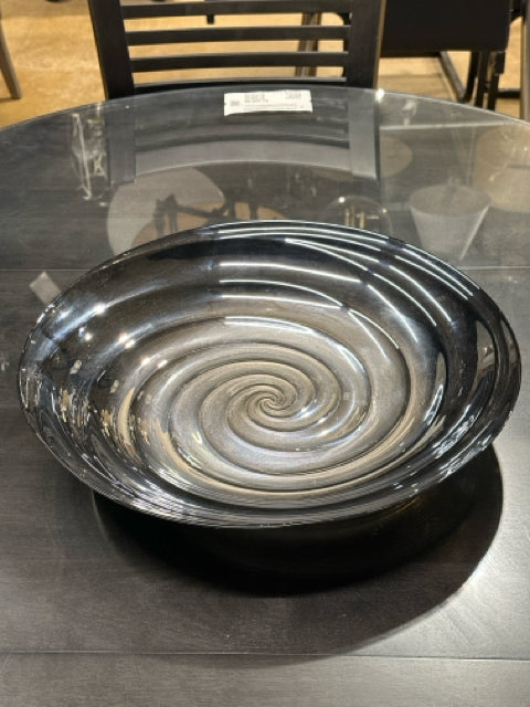 Silver & Black Glass Decorative Bowl