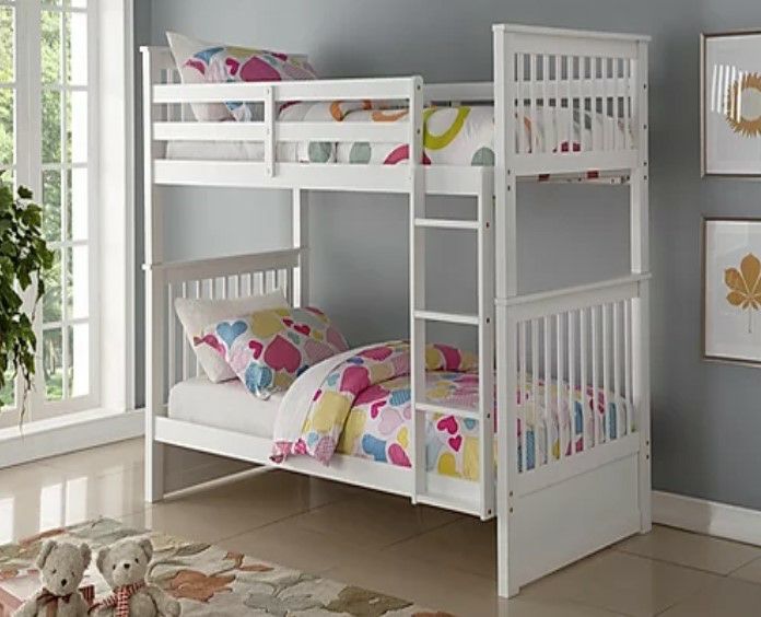 IF 121-W Single/Single Bunk Bed White [NEW]