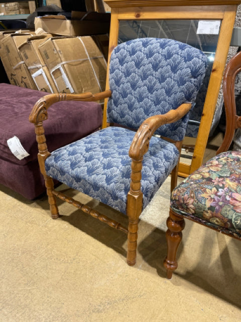 Fabric & Wood Accent Chair (Damaged)