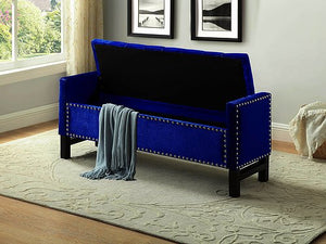 IF 6406 Blue Velvet Bench W/Nailheads [NEW]