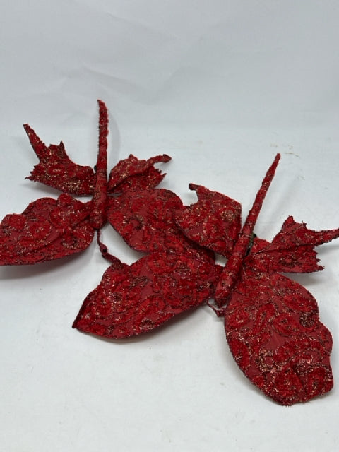 Pair of Red Butterfly Ornaments