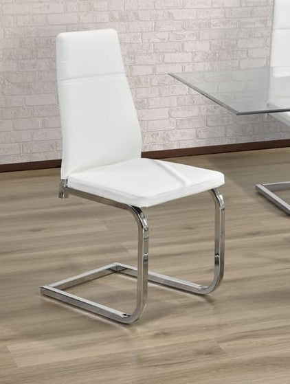 TI 210W Pair of White PU Dining Chairs [NEW]