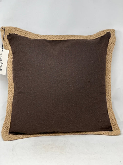 Decorative Brown Felt with Rope Trim Pillow [MHF]
