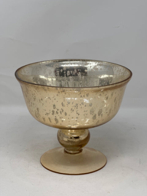 Round Mercury Glass Pedestal Bowl