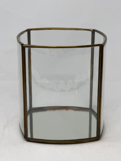 Ren Wil Square Glass with Gold Metal Trim Terrarium [MHF]
