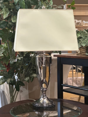 Silver Trophy Base Rectangular Shade Table Lamp